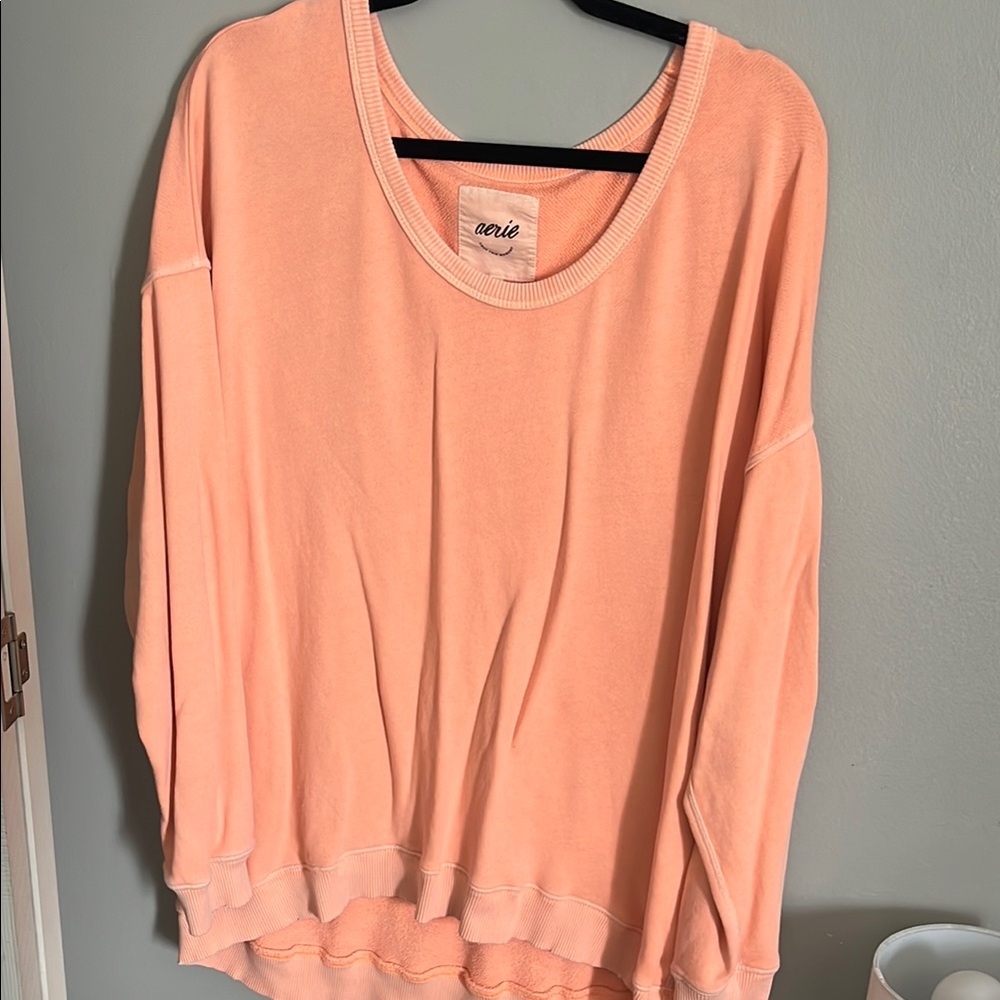 Aerie Pink Oversized Long Sleeve Sweatshirt